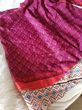 Handmade Multi Color Printed Silk Wrap Skirt